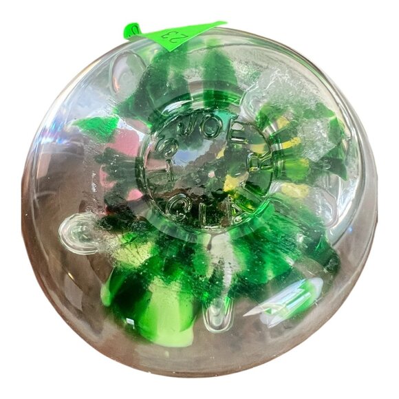 Vtg Joe St Clair Art Glass Paperweight, Multi Trumpet Flowers Controlled Bubbles - Picture 2 of 8